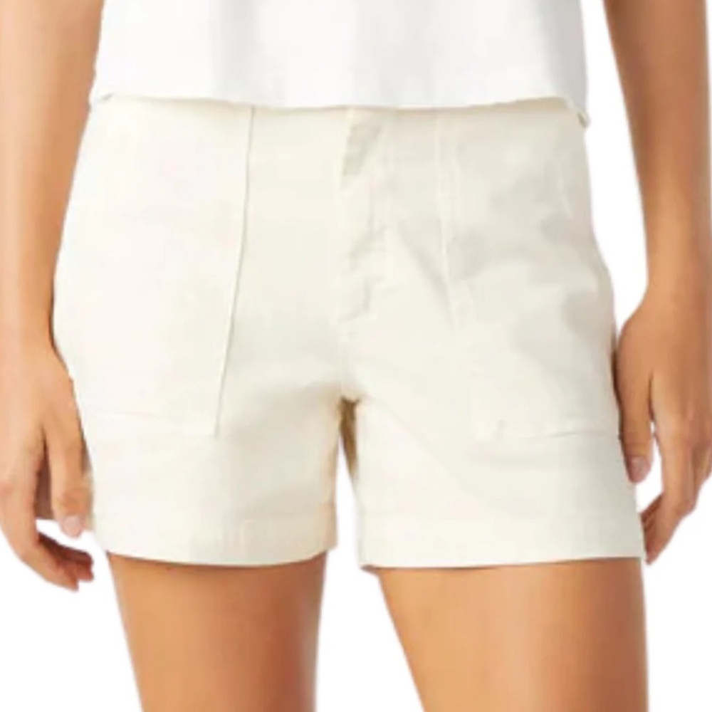 H&M High Waist Cargo Utility Shorts Cream Off-White Size 6 Boho Minimalist